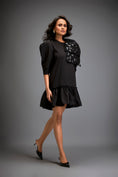 Load image into Gallery viewer, Mini Dress With Ruffled Hem And Metallic Appliqué Shoulder Detailing