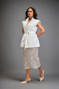 Load image into Gallery viewer, Sleeveless Blazer with Belted Waist & Metallic Skirt