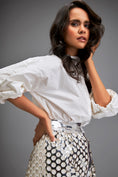Load image into Gallery viewer, Metallic Silver Skirt With Geometric Cutout Detailing