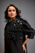 Load image into Gallery viewer, Mini Dress With Ruffled Hem And Metallic Appliqué Shoulder Detailing