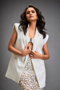 Load image into Gallery viewer, Sleeveless Blazer with Belted Waist & Metallic Skirt