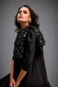 Load image into Gallery viewer, Mini Dress With Ruffled Hem And Metallic Appliqué Shoulder Detailing
