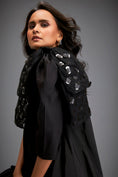 Load image into Gallery viewer, Mini Dress With Ruffled Hem And Metallic Appliqué Shoulder Detailing