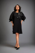 Load image into Gallery viewer, Dress With Voluminous Sleeves And Glossy Metallic Shoulder Embellishments