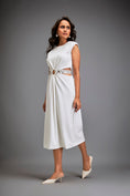Load image into Gallery viewer, Sleek Waist Cut Out Dress Metallic Silver Belt