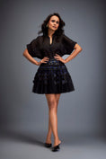 Load image into Gallery viewer, Sheer Sleeve Top With High Waist Mini Skirt