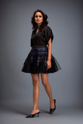 Load image into Gallery viewer, Sheer Sleeve Top With High Waist Mini Skirt