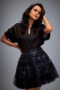 Load image into Gallery viewer, Sheer Sleeve Top With High Waist Mini Skirt