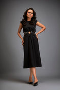 Load image into Gallery viewer, Sleek Waist Cut Out Dress Metallic Gun Metal Belt
