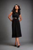 Load image into Gallery viewer, Sleek Waist Cut Out Dress Metallic Gun Metal Belt