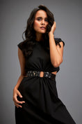 Load image into Gallery viewer, Sleek Waist Cut Out Dress Metallic Gun Metal Belt