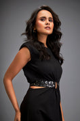 Load image into Gallery viewer, Sleek Waist Cut Out Dress Metallic Gun Metal Belt