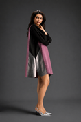 Load image into Gallery viewer, Colourblock Tunic Dress In Pink And Black With Metallic Silver Side Panels