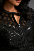 Load image into Gallery viewer, Cutout Jacket With Structured Zipper Closure And Metallic Silver Lining