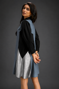 Load image into Gallery viewer, Colourblock Tunic Dress In Cool Grey And Black With Metallic Silver Side Panels