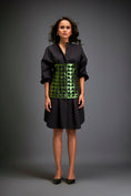 Load image into Gallery viewer, Shirtdress With Metallic Corset And Geometric Cutout Detailing
