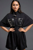 Load image into Gallery viewer, Black Gunmetal Panel Drawstring Playsuit