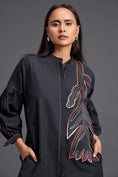 Load image into Gallery viewer, Black Floral Patchwork Shirt Dress
