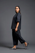 Load image into Gallery viewer, Black Oversized Floral Drawstring Co-ord Set