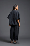 Load image into Gallery viewer, Black Oversized Floral Drawstring Co-ord Set