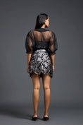 Load image into Gallery viewer, Sheer Organza Blouse and Floral Laser-Cut Mini Skirt Set