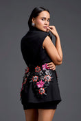 Load image into Gallery viewer, Black Floral Belt Blazer and Skirt Set