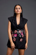 Load image into Gallery viewer, Black Floral Belt Blazer and Skirt Set
