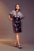 Load image into Gallery viewer, Black Sheer Floral Blouse and Laser-Cut Pencil Skirt Set