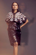 Load image into Gallery viewer, Black Sheer Floral Blouse and Laser-Cut Pencil Skirt Set
