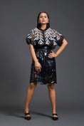 Load image into Gallery viewer, Black Sheer Floral Blouse and Laser-Cut Pencil Skirt Set
