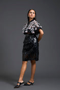 Load image into Gallery viewer, Black Sheer Floral Blouse and Laser-Cut Pencil Skirt Set