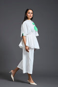 Load image into Gallery viewer, White Smocked Floral Peplum Top