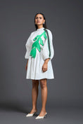 Load image into Gallery viewer, White Neon Patch Gathered Dress