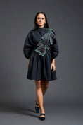 Load image into Gallery viewer, Black Neon Patch Gathered Dress