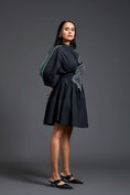 Load image into Gallery viewer, Black Neon Patch Gathered Dress