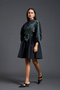 Load image into Gallery viewer, Black Neon Patch Gathered Dress