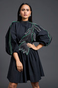 Load image into Gallery viewer, Black Neon Patch Gathered Dress