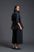 Load image into Gallery viewer, Black Smocked Floral Peplum Co-ord Set