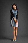 Load image into Gallery viewer, Colourblock Tunic Dress In Cool Grey And Black With Metallic Silver Side Panels