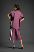 Load image into Gallery viewer, Relaxed Pink Co-ord With Loose-fit Dramatic-sleeve Shirt And Wide-leg Pants With Metallic Side Panels.