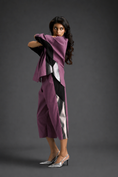 Load image into Gallery viewer, Relaxed Pink Co-ord With Loose-fit Dramatic-sleeve Shirt And Wide-leg Pants With Metallic Side Panels.