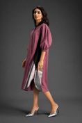 Load image into Gallery viewer, Pink Shirt Dress With Black Panels And Metallic Side Detailing