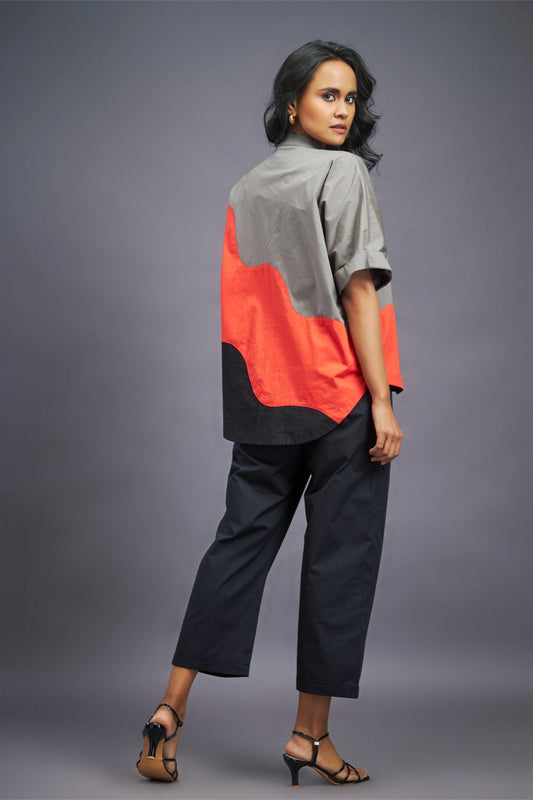 Black Orange Box Fit Shirt