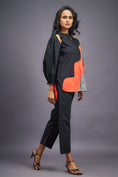 Load image into Gallery viewer, Black Orange Shirt With Shoulder Cut Detail