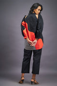 Load image into Gallery viewer, Black Orange Shirt With Shoulder Cut Detail