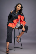 Load image into Gallery viewer, Black Orange Shirt With Shoulder Cut Detail