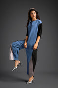 Load image into Gallery viewer, Blue Metallic Colorblock Jumpsuit