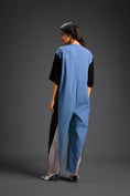 Load image into Gallery viewer, Blue Metallic Colorblock Jumpsuit