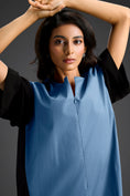 Load image into Gallery viewer, Blue Metallic Colorblock Jumpsuit