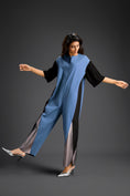 Load image into Gallery viewer, Blue Metallic Colorblock Jumpsuit